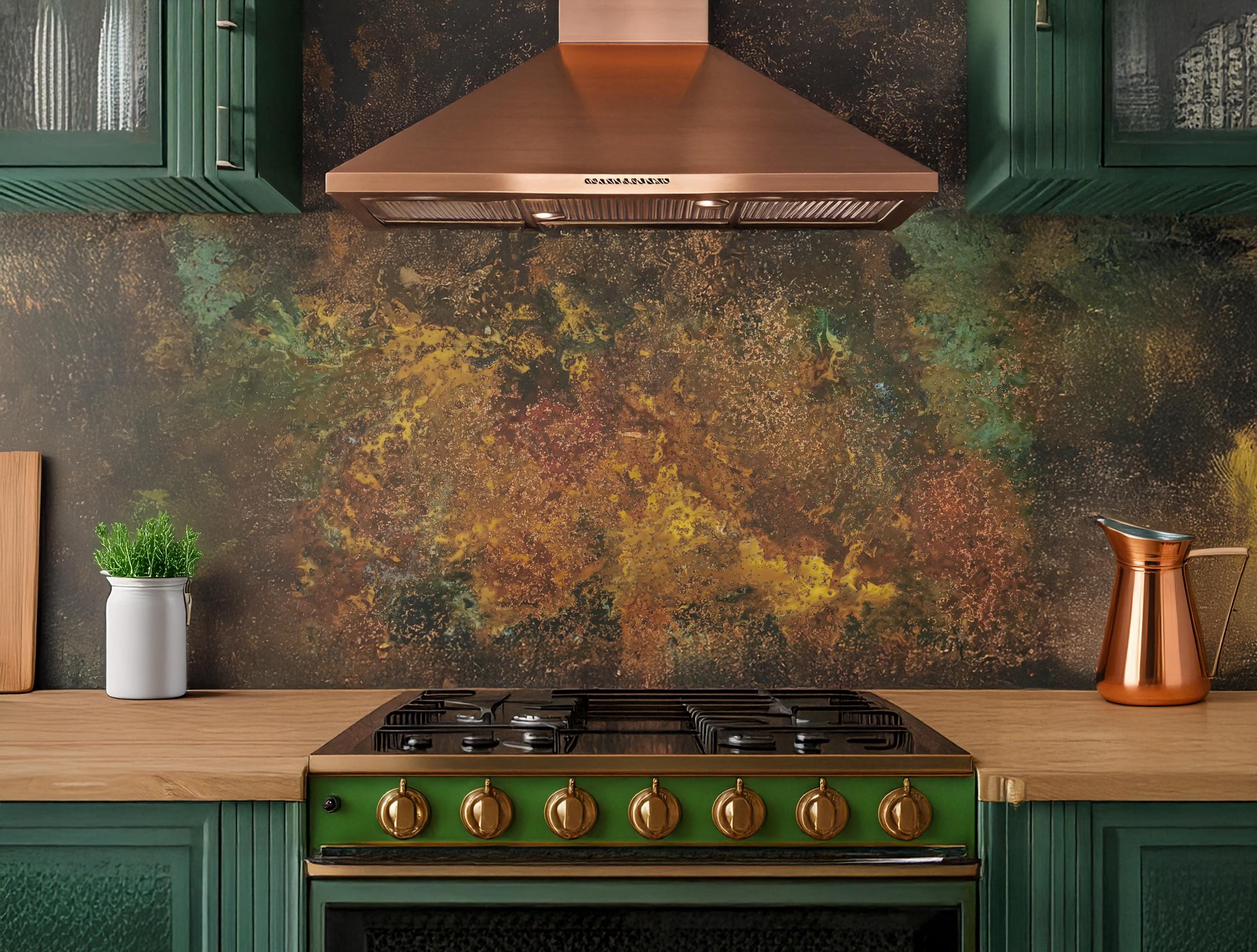 Kupfer-Küchenrückwand aus echtem Kupfer – Savage Copper Bloom