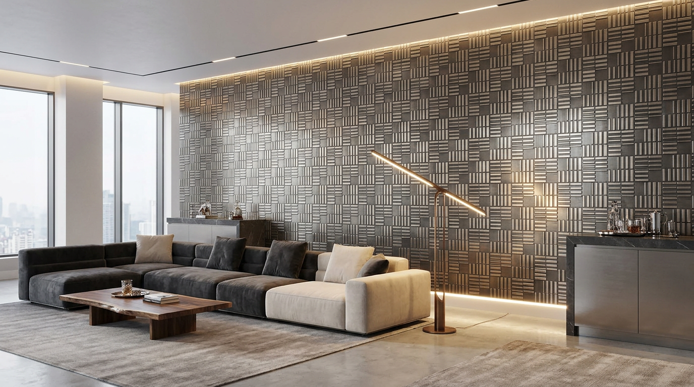 Metallfliese Parquet – handgefertigte dekorative Wandfliese