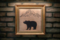 Bear and mountains framed in a beautiful, unique  wooden frame. Handmade - 100% Copper and wood __etsy:2442298960