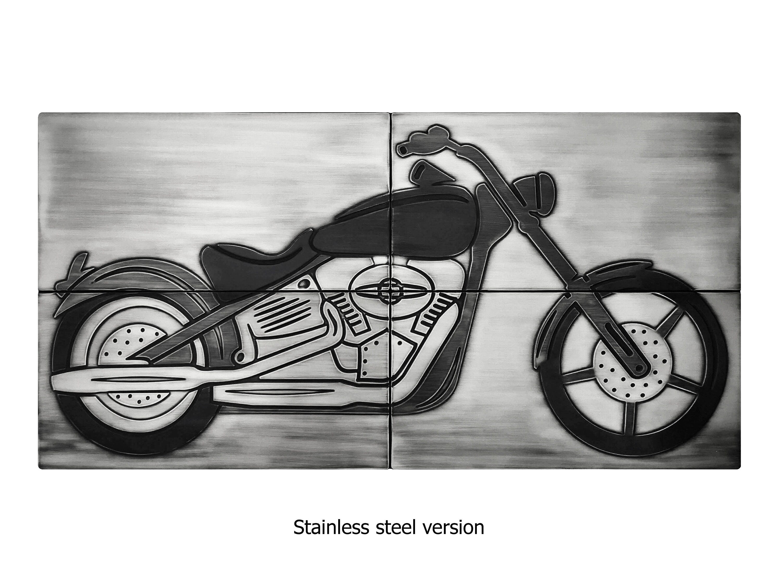 Klasyczny Motocykl - Zestaw 4 Kafli – kafle artystyczne z metalu, zdjęcie 6