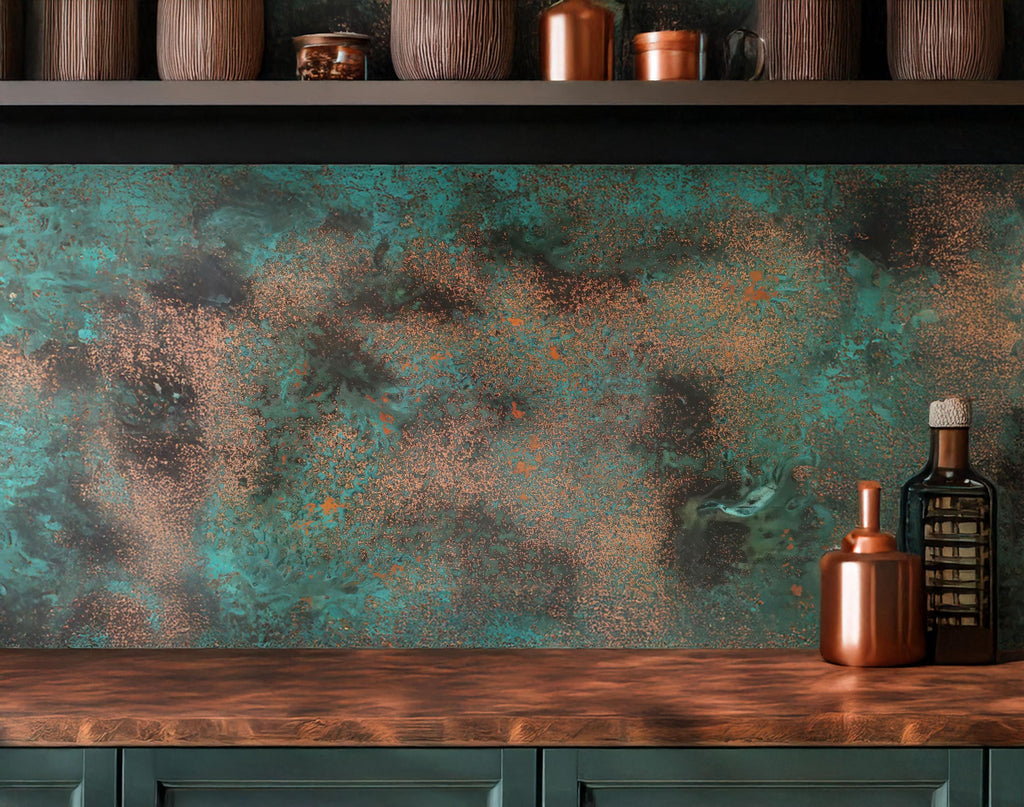 Luxury copper wall panel with natural patina texture