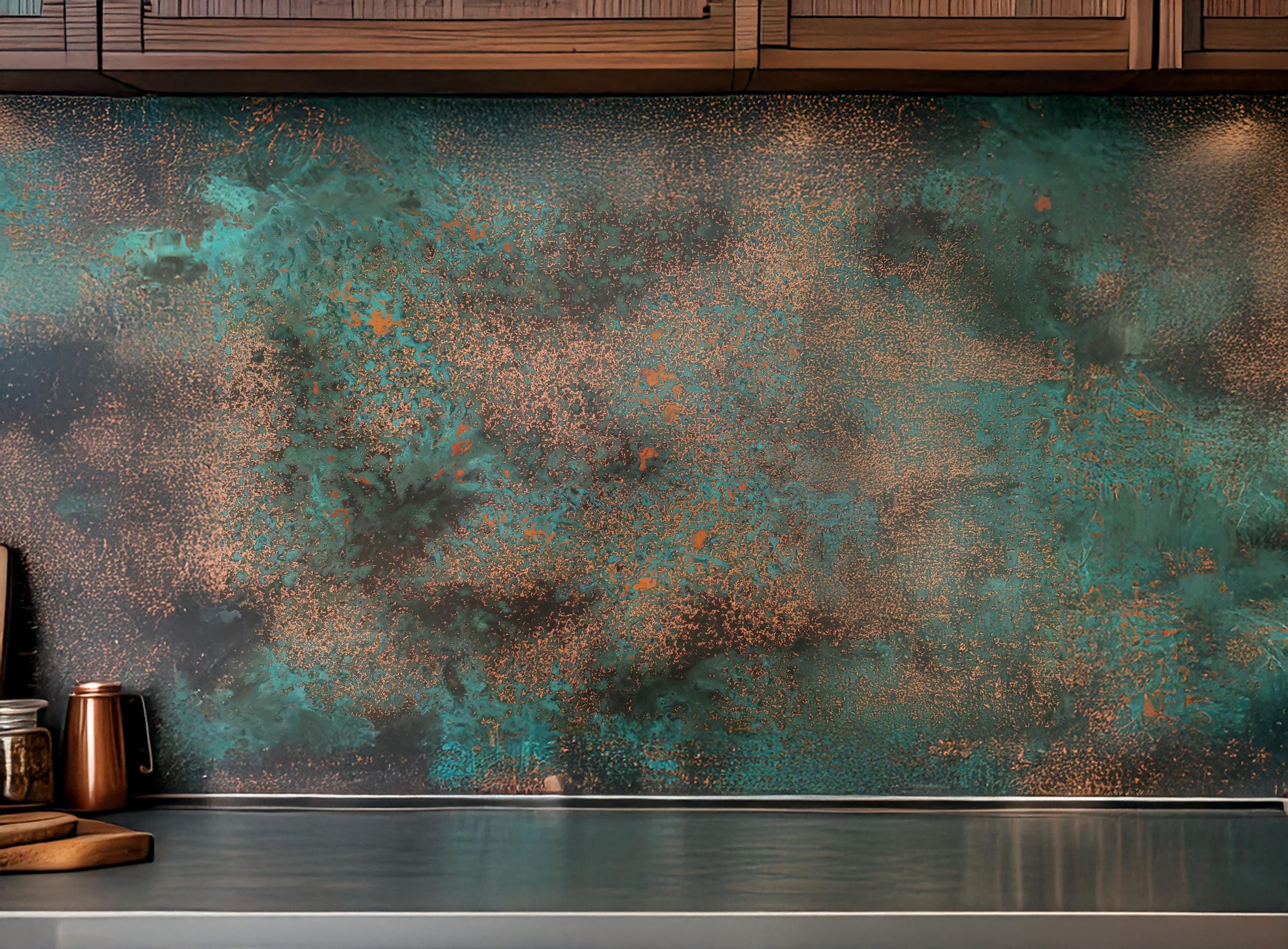 Nowoczesny backsplash z prawdziwej miedzi do eleganckiej kuchni