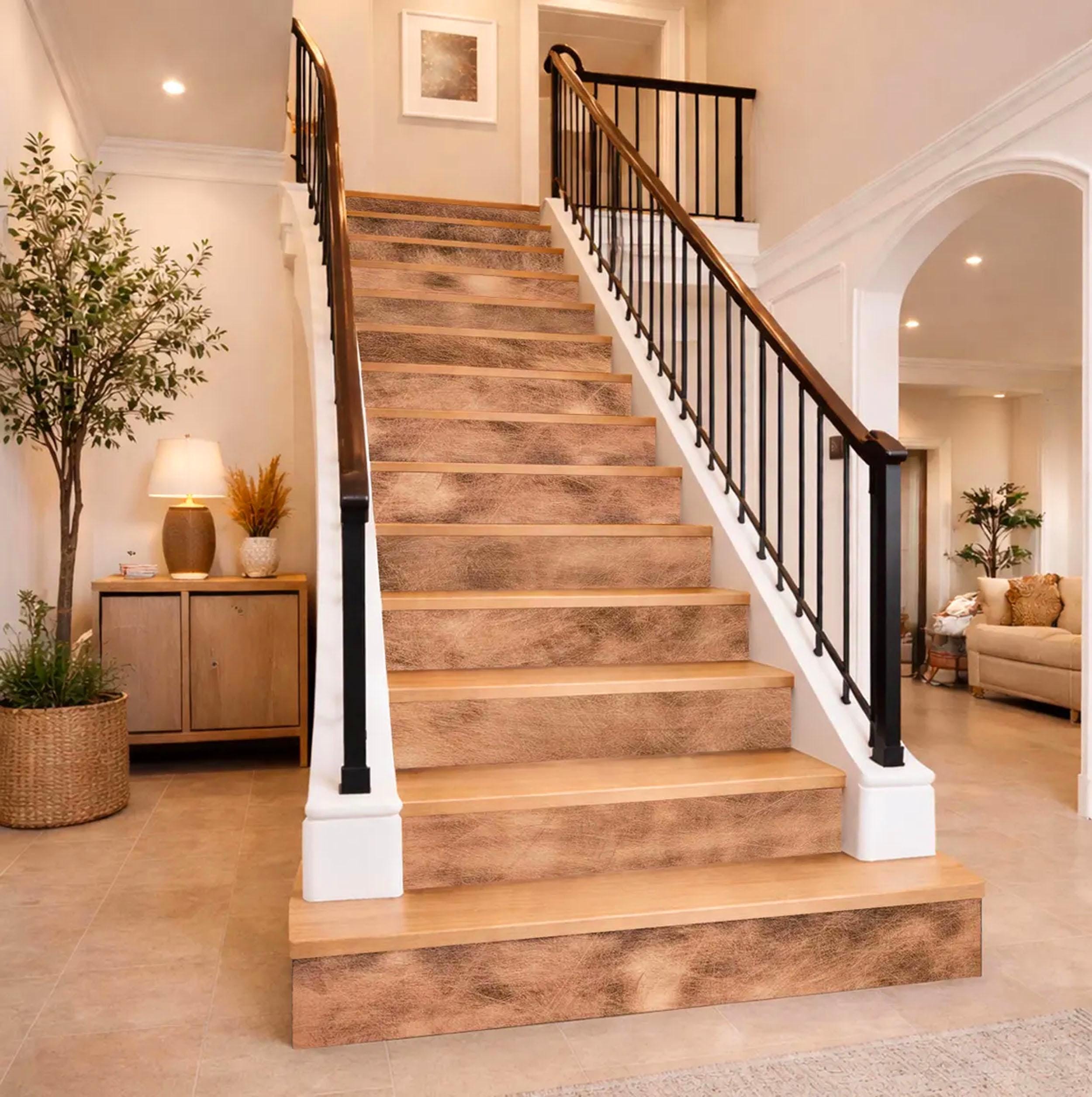 Elegant Real Metal Stair Risers – Handcrafted Copper, Brass or Stainless Steel – Patinated Surface – Decorative Stair Accents – Easy Install