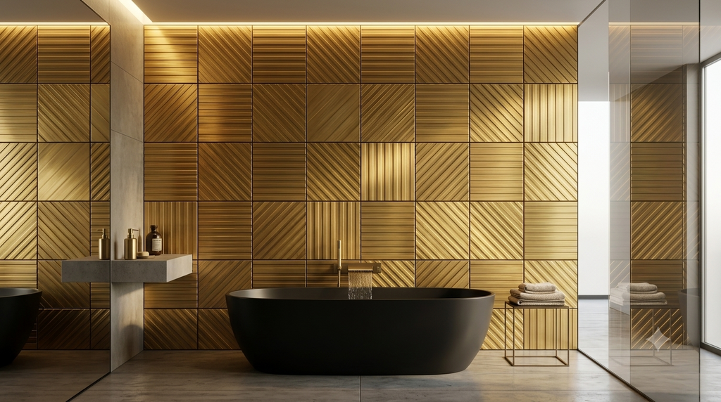 Metallfliesen Stripes – 6 handgefertigte dekorative Fliesen