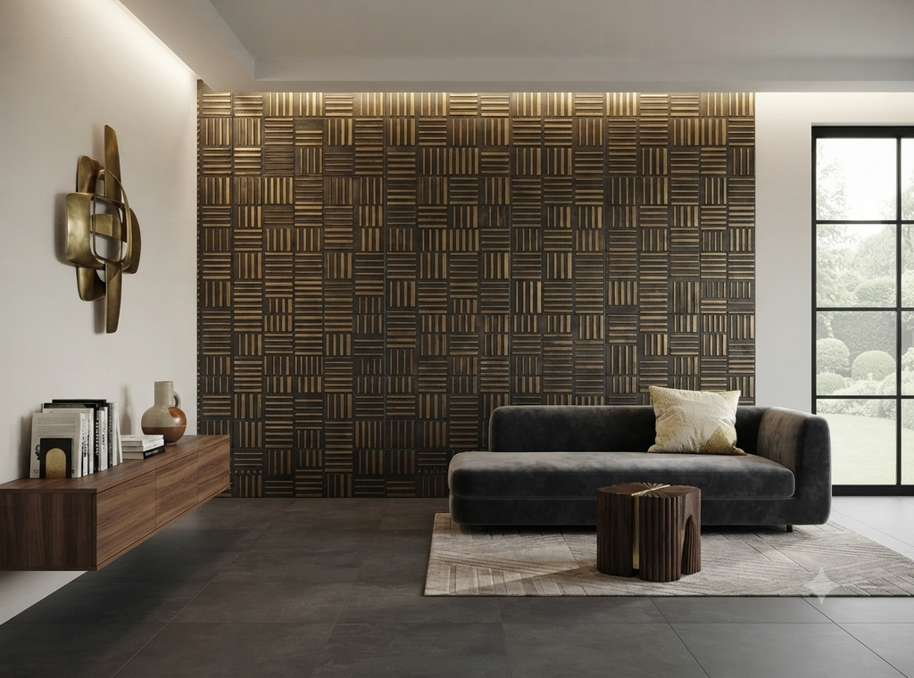 Metallfliese Parquet – handgefertigte dekorative Wandfliese