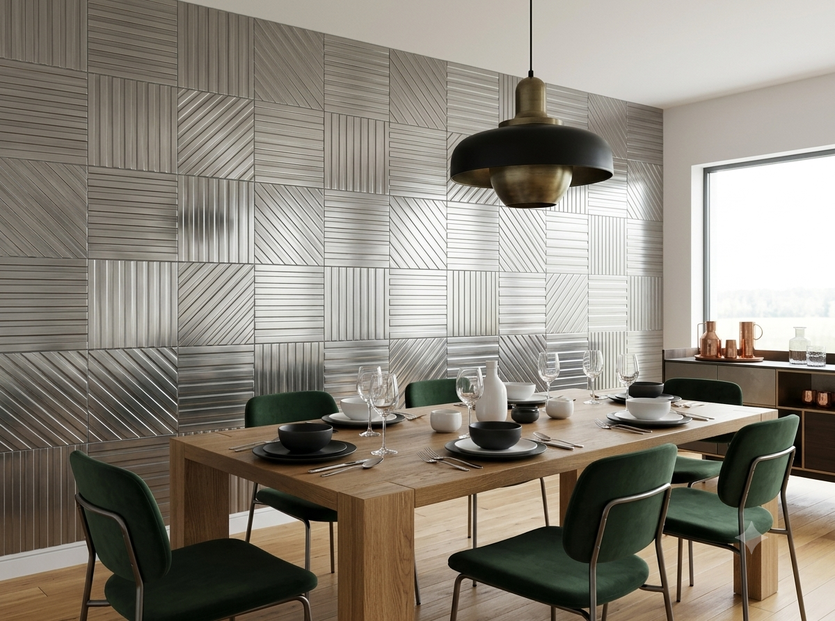 Metallfliesen Stripes – 6 handgefertigte dekorative Fliesen