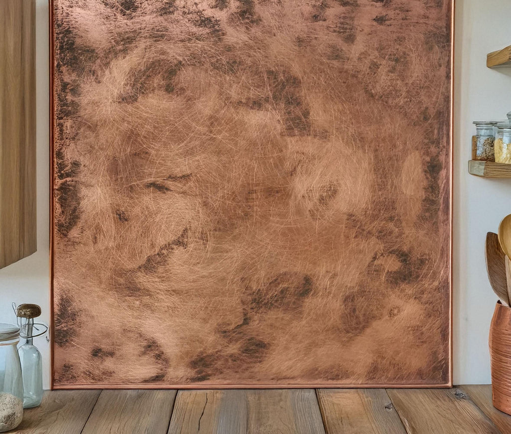 Real Copper Backsplash Panel – Copper Storm - Handmade Patina Metal Wall Art – Modern Rustic Accent for Kitchen & Home