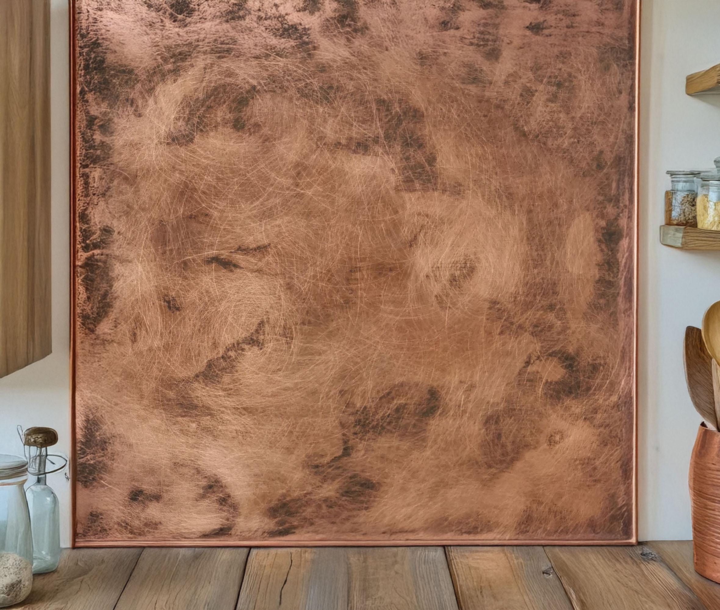 Real Copper Backsplash Panel – Copper Storm - Handmade Patina Metal Wall Art – Modern Rustic Accent for Kitchen & Home
