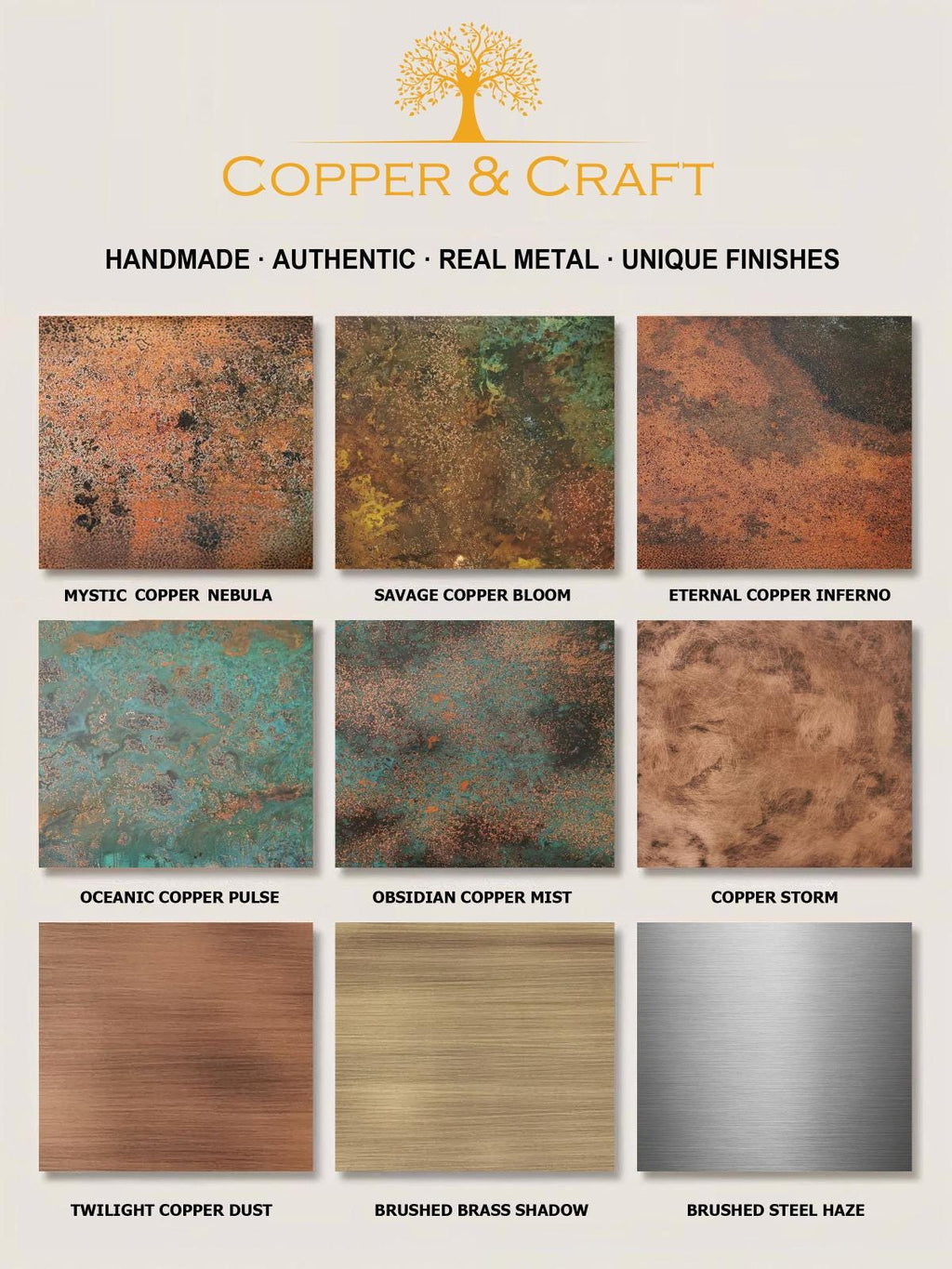 Real Copper Backsplash Panel – Copper Storm - Handmade Patina Metal Wall Art – Modern Rustic Accent for Kitchen & Home
