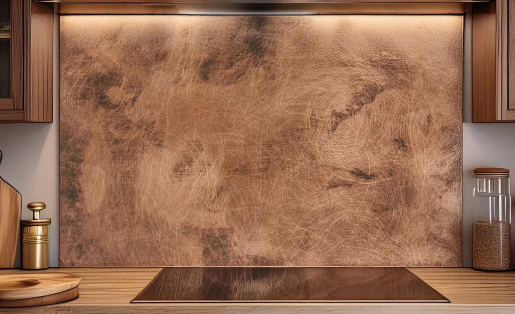 Real Copper Backsplash Panel – Copper Storm - Handmade Patina Metal Wall Art – Modern Rustic Accent for Kitchen & Home