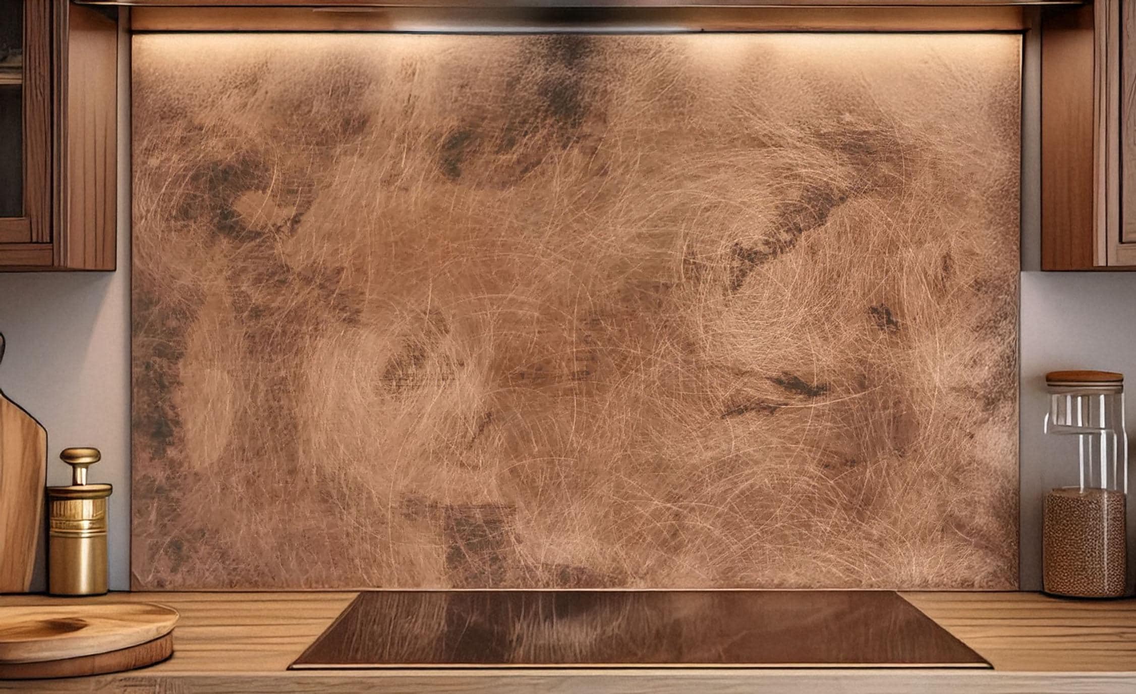 Real Copper Backsplash Panel – Copper Storm - Handmade Patina Metal Wall Art – Modern Rustic Accent for Kitchen & Home