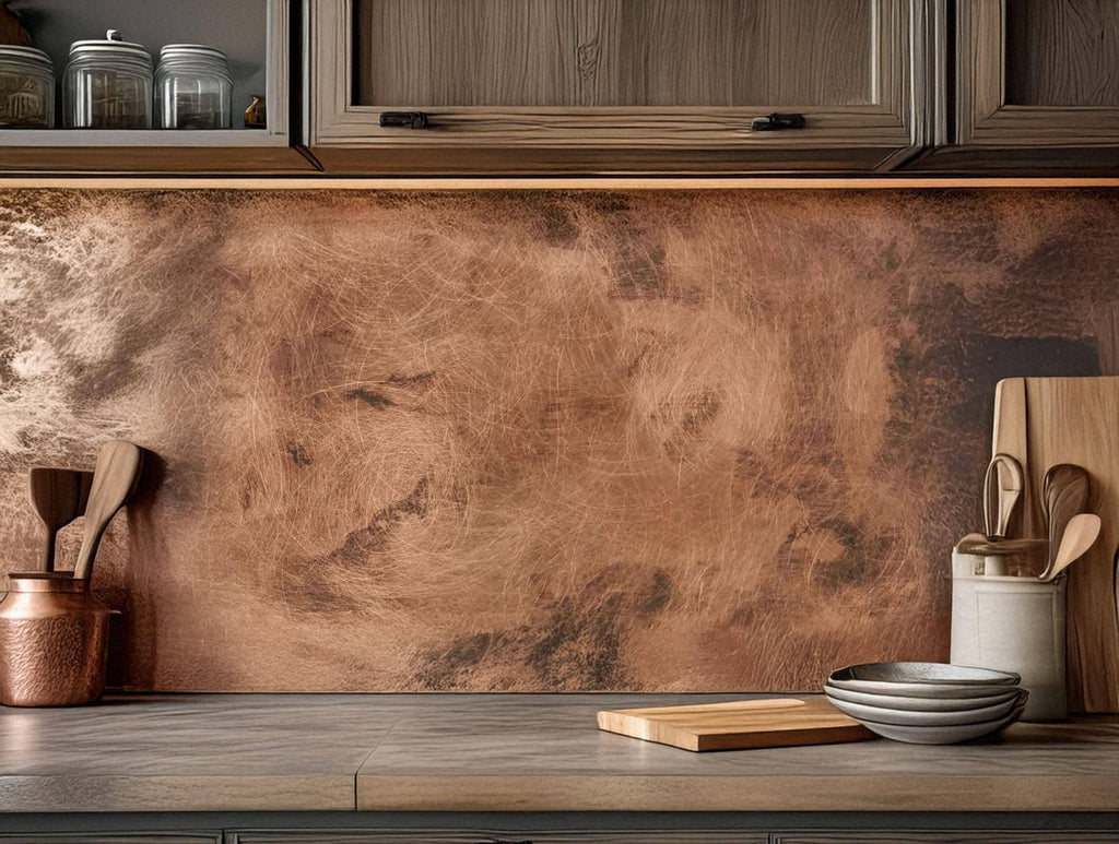 Real Copper Backsplash Panel – Copper Storm - Handmade Patina Metal Wall Art – Modern Rustic Accent for Kitchen & Home