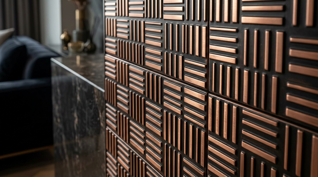 Metallfliese Parquet – handgefertigte dekorative Wandfliese