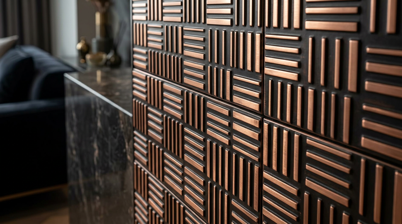 Metallfliese Parquet – handgefertigte dekorative Wandfliese