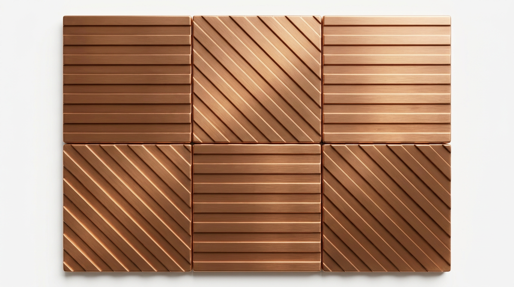 Metallfliesen Stripes – 6 handgefertigte dekorative Fliesen