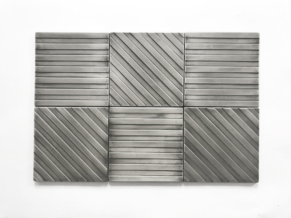 Stripes - Set of 6 Handmade copper tiles. Perfect for kitchen backsplash, livingroom, fireplace