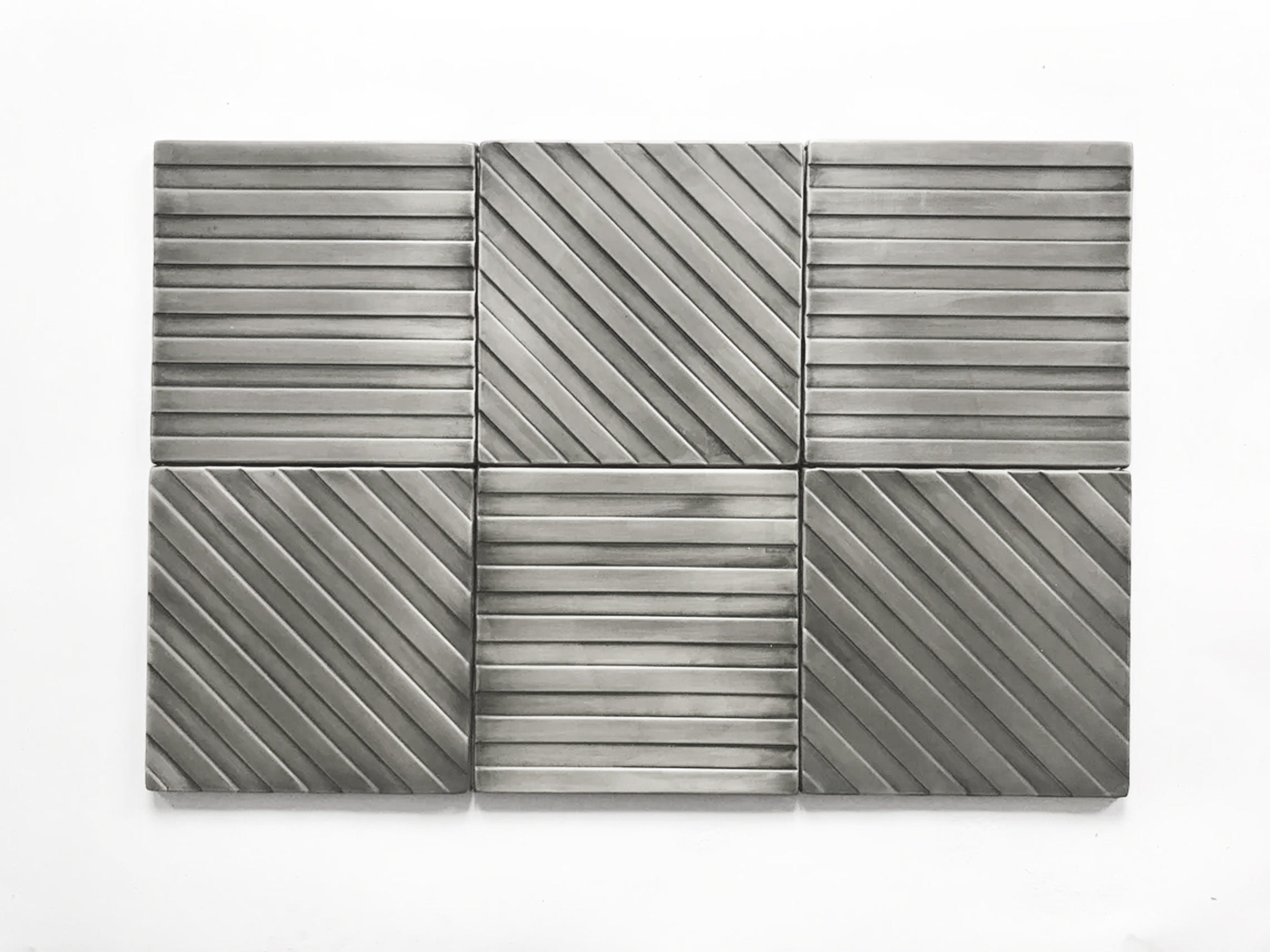 Stripes - Set of 6 Handmade copper tiles. Perfect for kitchen backsplash, livingroom, fireplace