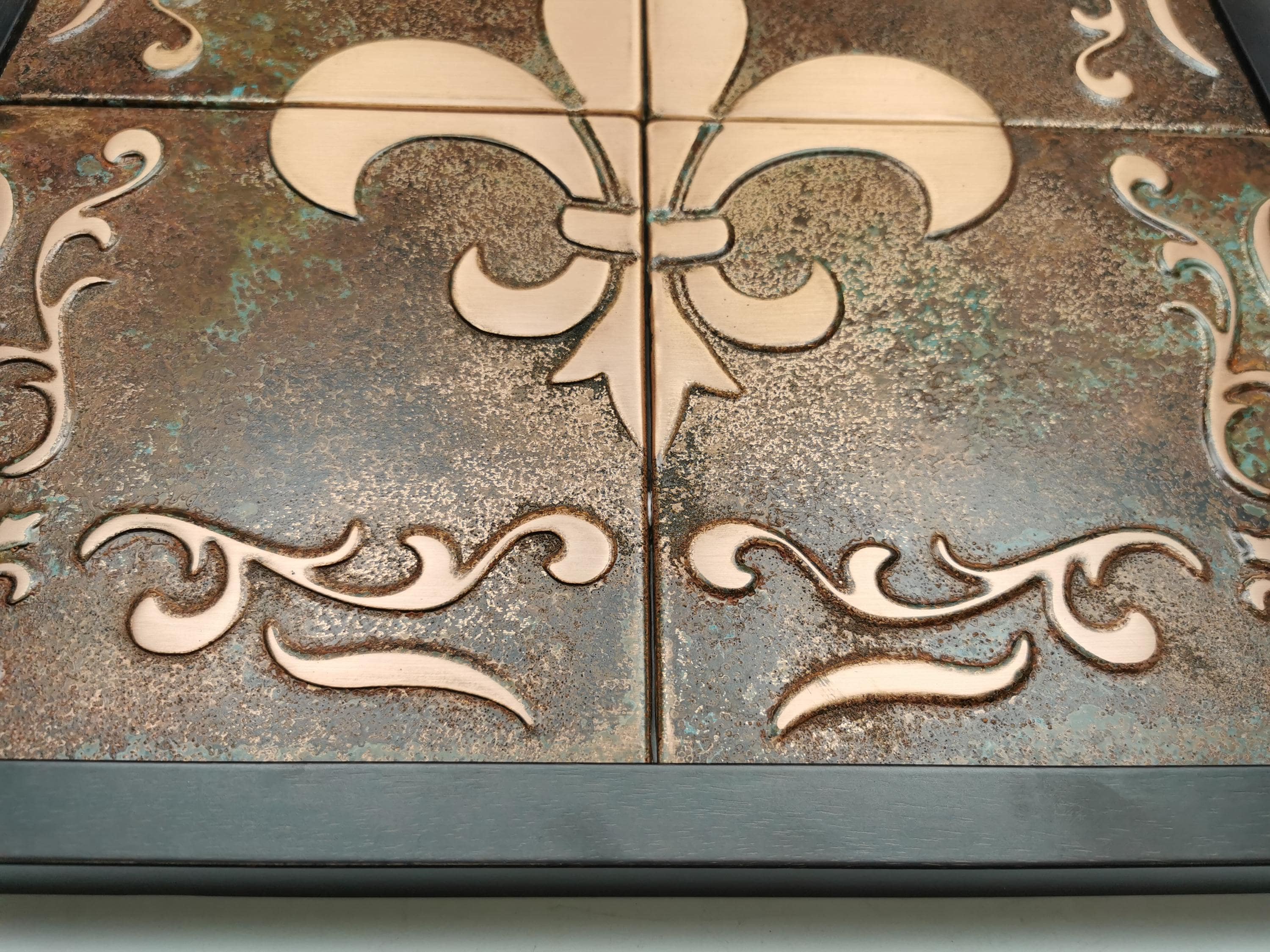 Fleur de Lis Wall Art – Framed Copper Tile Decor – Handmade French Gift for Her – Ready to Hang Luxury Home Accent