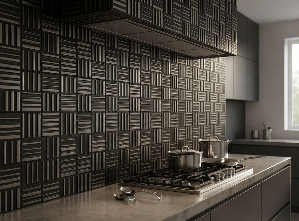 Metallfliese Parquet – handgefertigte dekorative Wandfliese