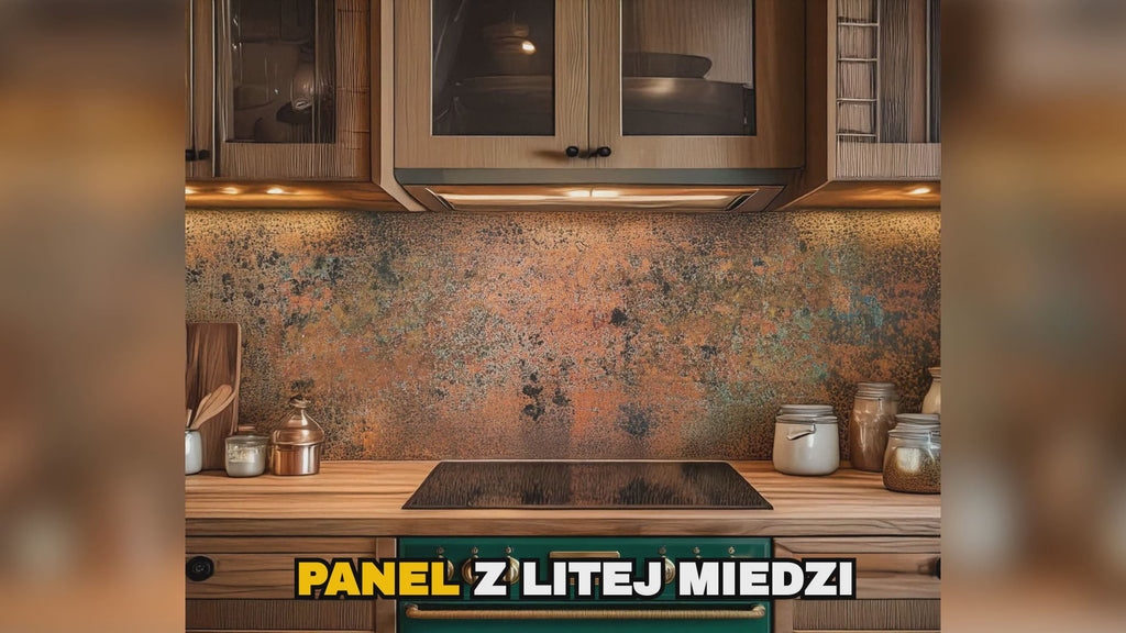 Mystic Copper Nebula – panel ścienny z prawdziwej miedzi na wymiar, ręcznie patynowany miedziany backsplash Copper & Craft
